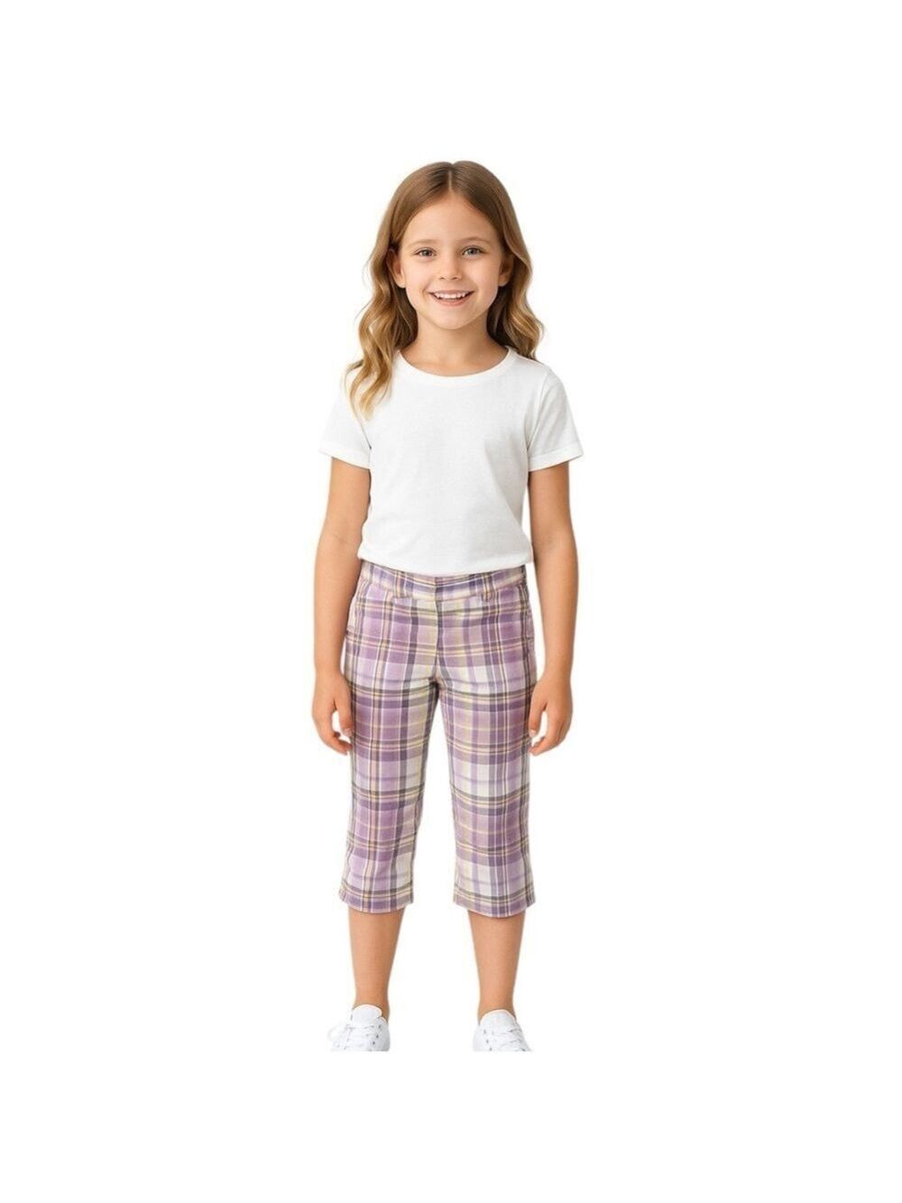Janie and Jack Purple Plaid Side Zip Pants Size 6